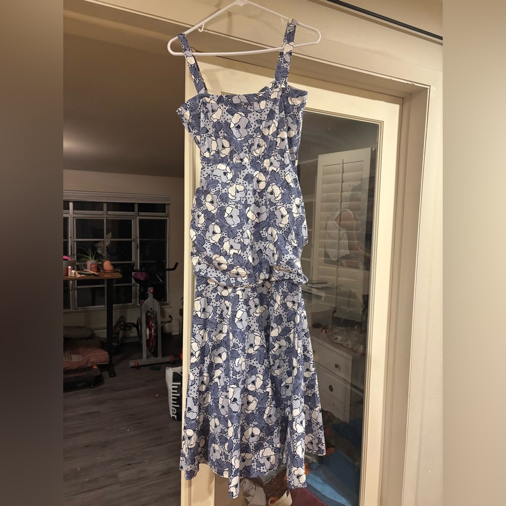 EUC Veronica Beard Cotton Marena Blue and White Dress Women's Size 2